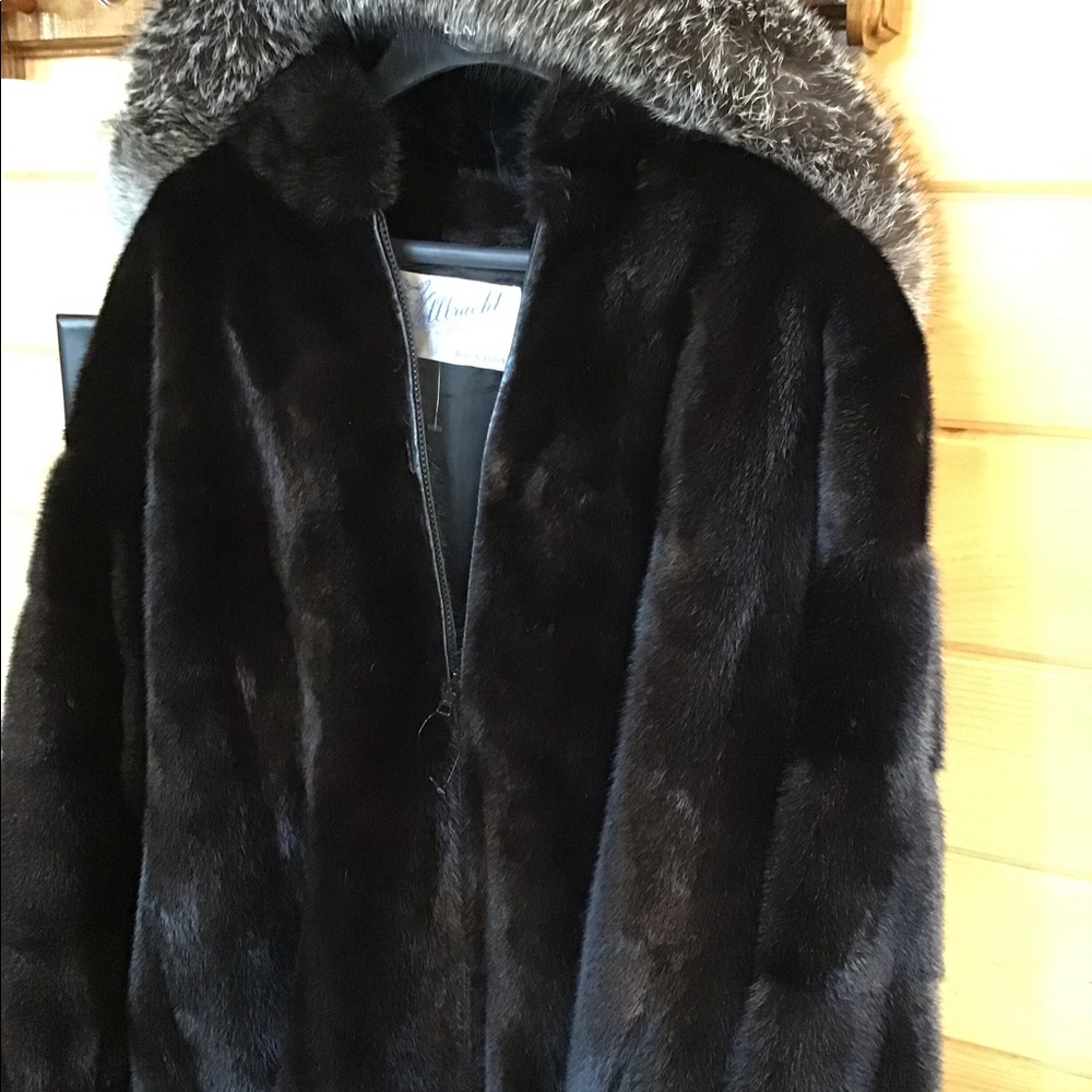 Mink coat with detachable hood
